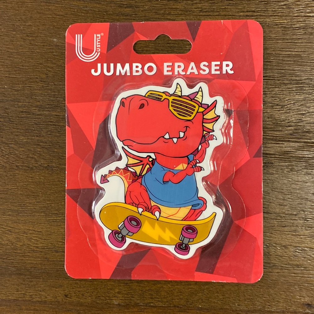 Dinosaur with Sunglasses on Skateboard Jumbo Eraser One Tree Planted